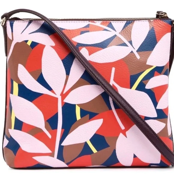 Kate Spade Jackson Tropical Toss Pebbled Leather Crossbody NWT. - Picture 2 of 8